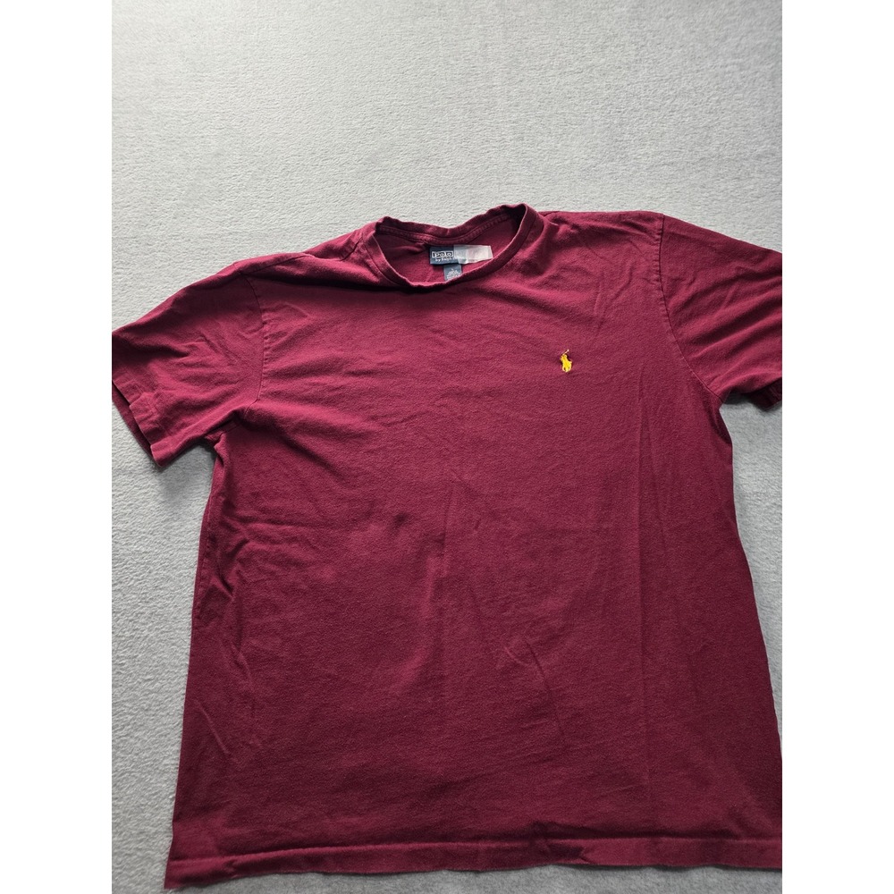 Polo Ralph Lauren Mens T-Shirt Maroon Burgundy Yellow Pony Logo Size Large L